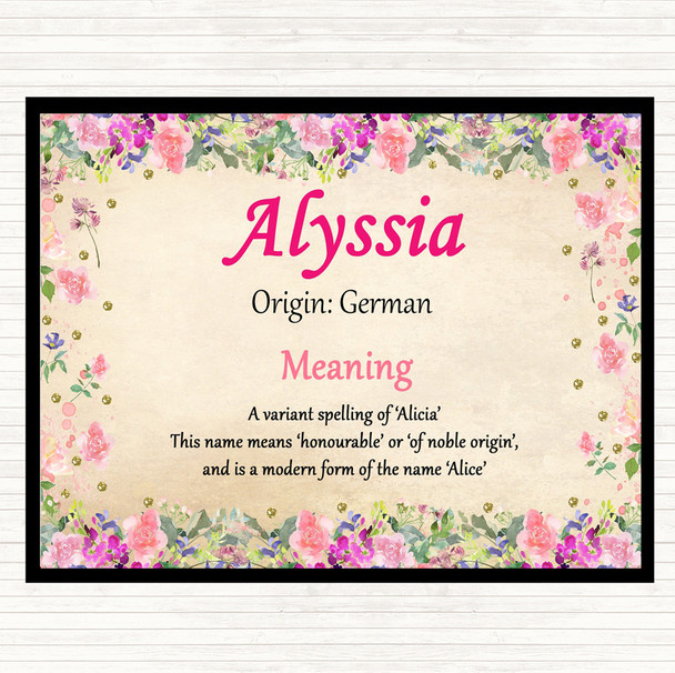 Alyssia Name Meaning Mouse Mat Pad Floral