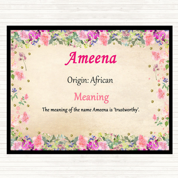 Ameena Name Meaning Mouse Mat Pad Floral