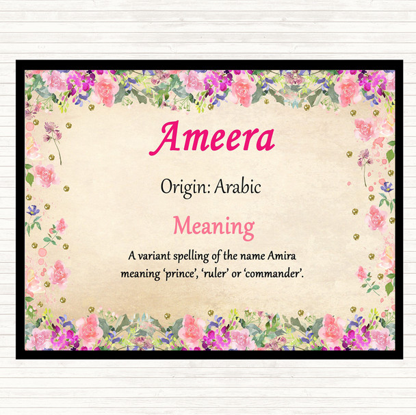 Ameera Name Meaning Mouse Mat Pad Floral