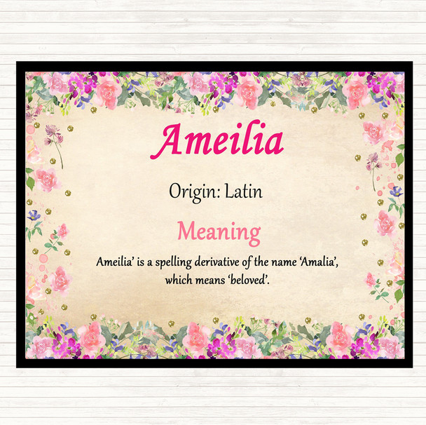 Ameilia Name Meaning Mouse Mat Pad Floral