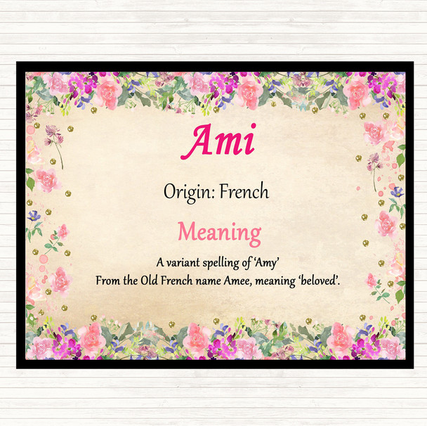 Ami Name Meaning Mouse Mat Pad Floral