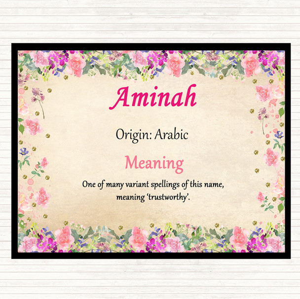 Aminah Name Meaning Mouse Mat Pad Floral