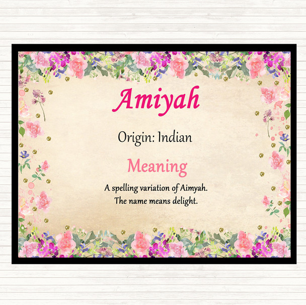 Amiyah Name Meaning Mouse Mat Pad Floral