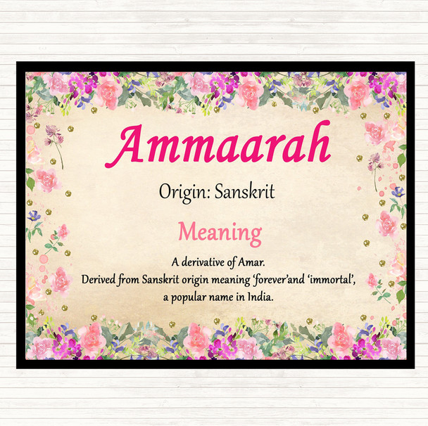 Ammaarah Name Meaning Mouse Mat Pad Floral