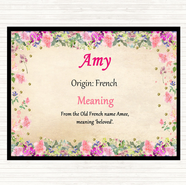 Amy Name Meaning Mouse Mat Pad Floral