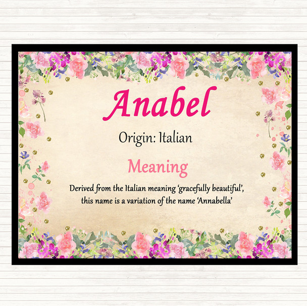 Anabel Name Meaning Mouse Mat Pad Floral