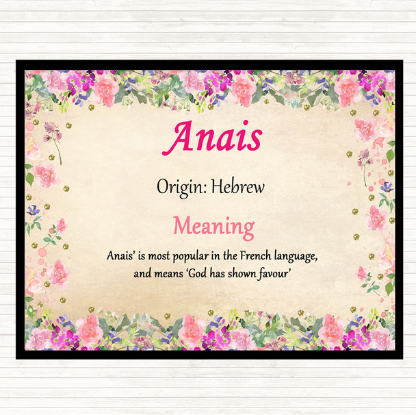 Anais Name Meaning Mouse Mat Pad Floral