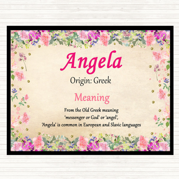 Angela Name Meaning Mouse Mat Pad Floral