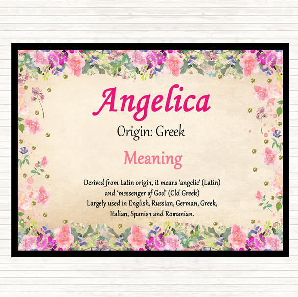 Angelica Name Meaning Mouse Mat Pad Floral