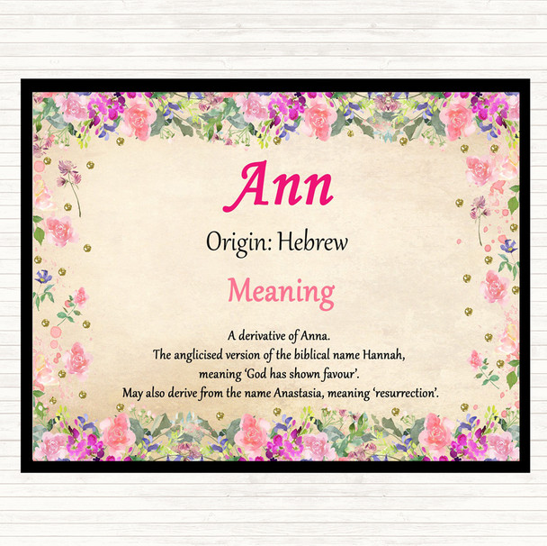 Ann Name Meaning Mouse Mat Pad Floral