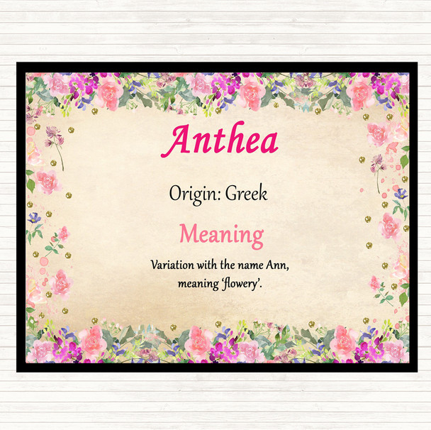 Anthea Name Meaning Mouse Mat Pad Floral
