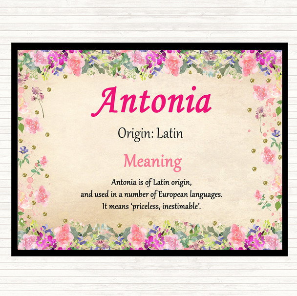 Antonia Name Meaning Mouse Mat Pad Floral