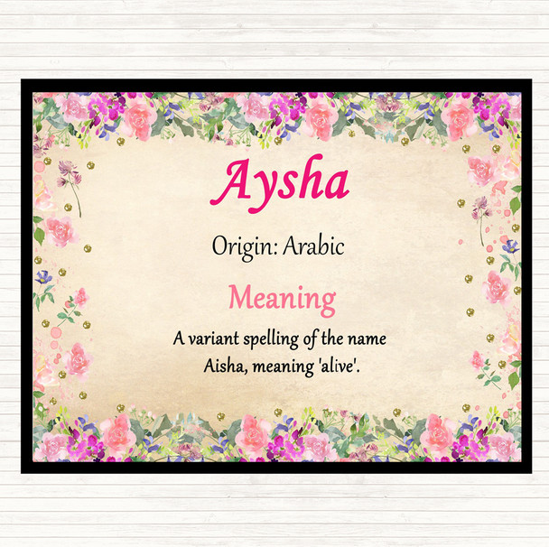 Aysha Name Meaning Mouse Mat Pad Floral