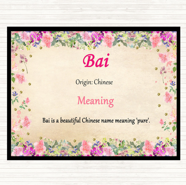 Bai Name Meaning Mouse Mat Pad Floral