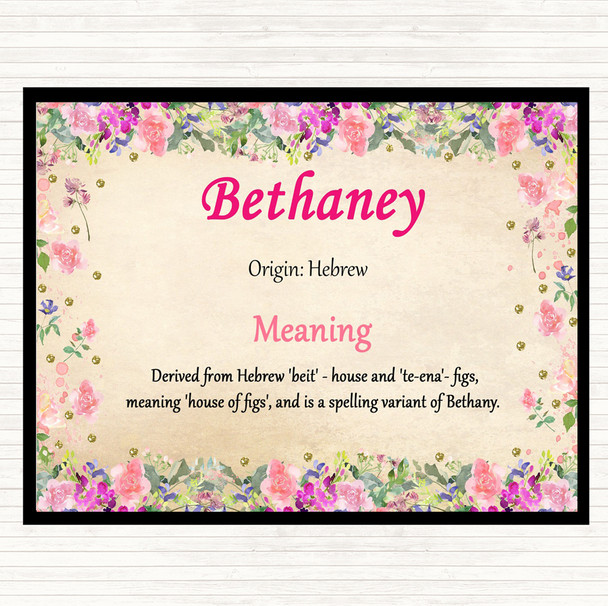 Bethaney Name Meaning Mouse Mat Pad Floral