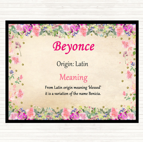 Beyonce Name Meaning Mouse Mat Pad Floral