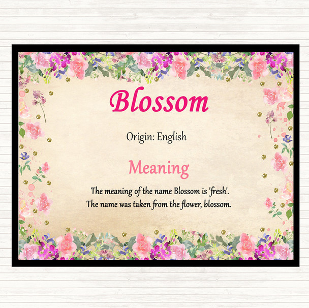 Blossom Name Meaning Mouse Mat Pad Floral