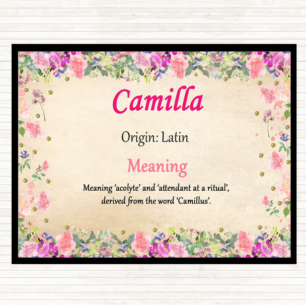 Camilla Name Meaning Mouse Mat Pad Floral