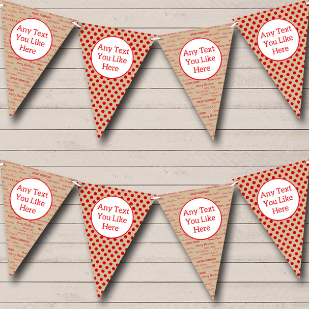 Spots & Text Personalised Christmas Decoration Bunting