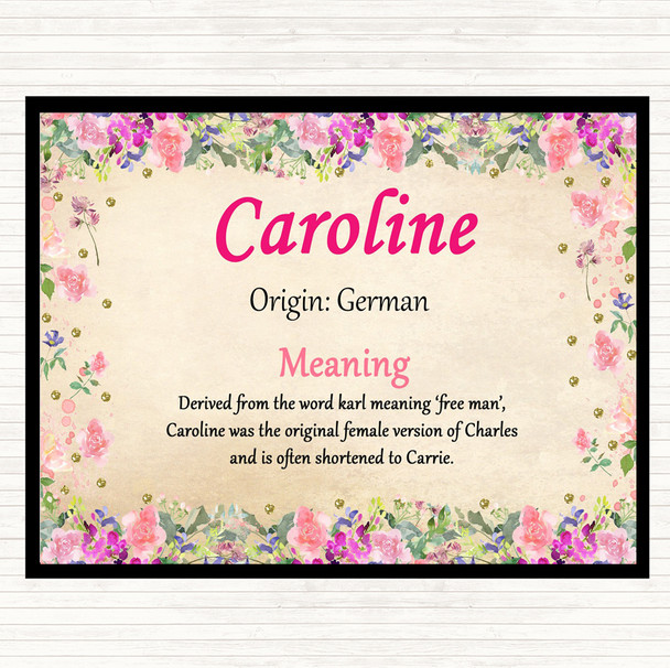 Caroline Name Meaning Mouse Mat Pad Floral