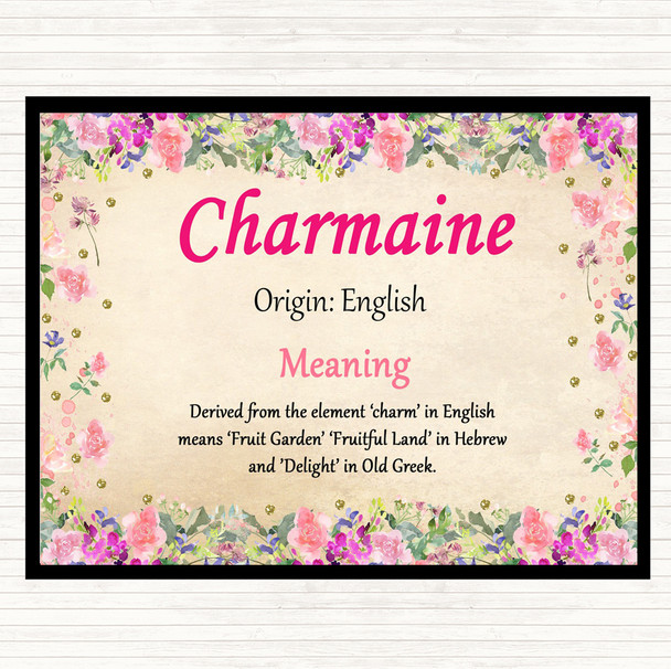 Charmaine Name Meaning Mouse Mat Pad Floral