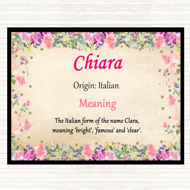 Chiara Name Meaning Mouse Mat Pad Floral