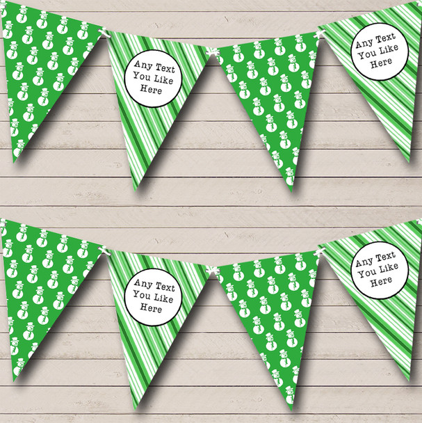Snowmen & stripes Green Personalised Christmas Decoration Bunting