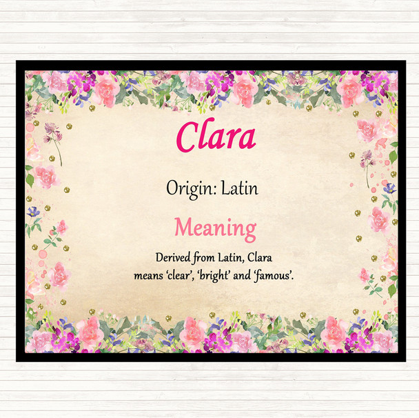 Clara Name Meaning Mouse Mat Pad Floral