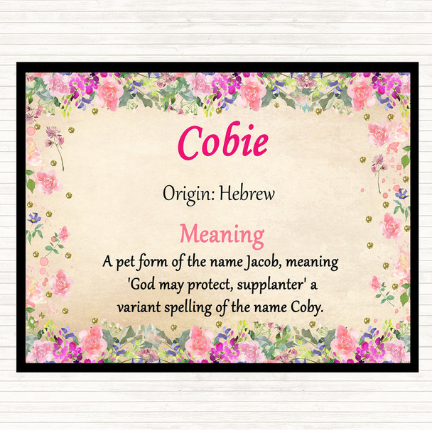 Cobie Name Meaning Mouse Mat Pad Floral