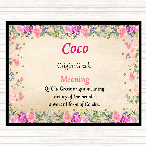 Coco Name Meaning Mouse Mat Pad Floral
