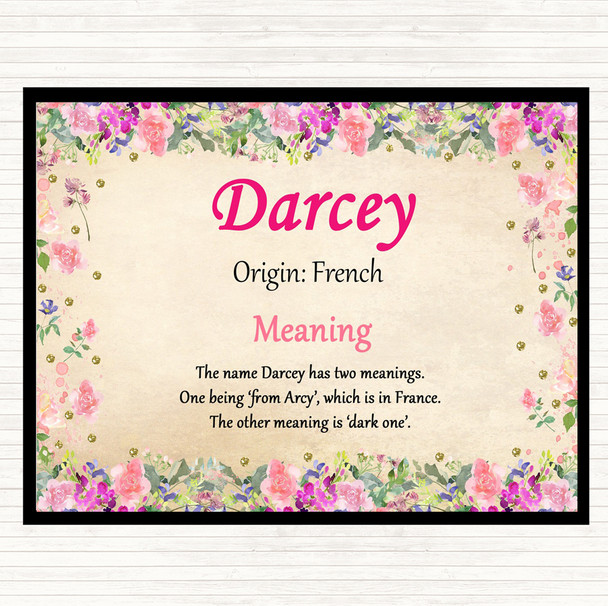Darcey Name Meaning Mouse Mat Pad Floral