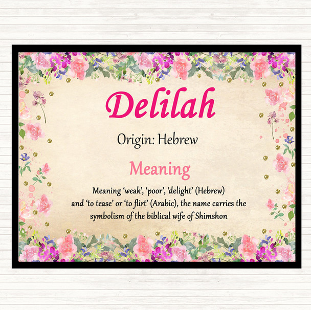 Delilah Name Meaning Mouse Mat Pad Floral