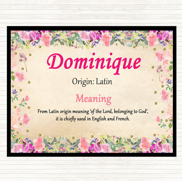 Dominique Name Meaning Mouse Mat Pad Floral