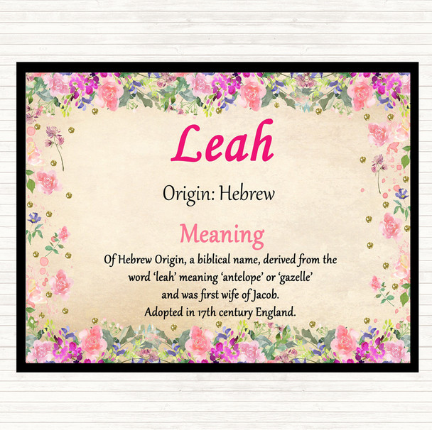 Leah Name Meaning Mouse Mat Pad Floral