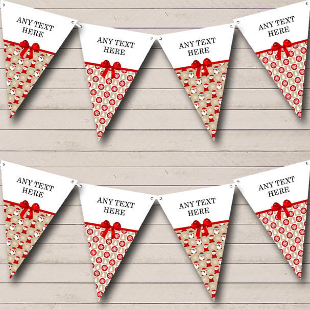 Santa's and Trees Bow Personalised Christmas Decoration Bunting