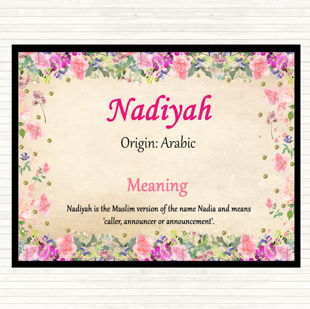 Nadiya Name Meaning Mouse Mat Pad Floral