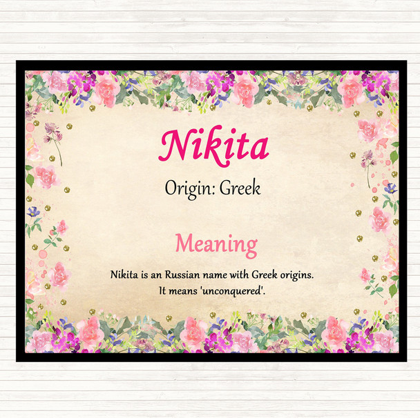Nikita Name Meaning Mouse Mat Pad Floral