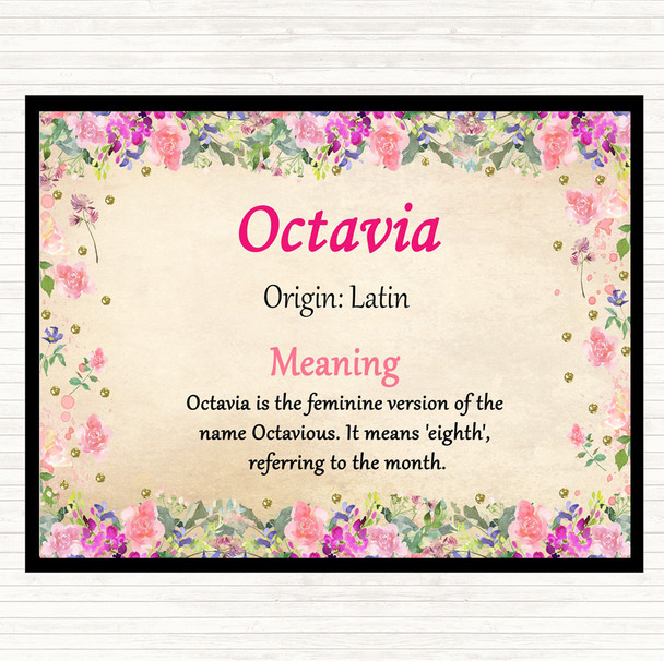 Octavia Name Meaning Mouse Mat Pad Floral