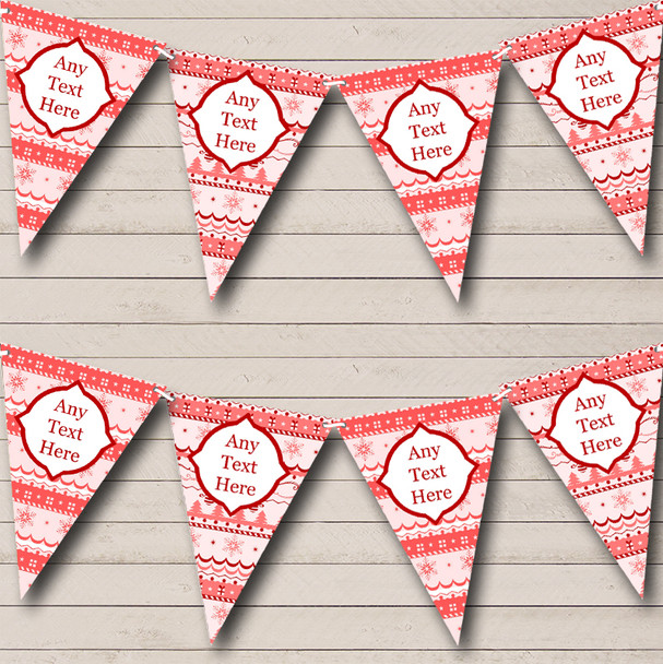 Red Xmas Pattern Personalised Christmas Bunting