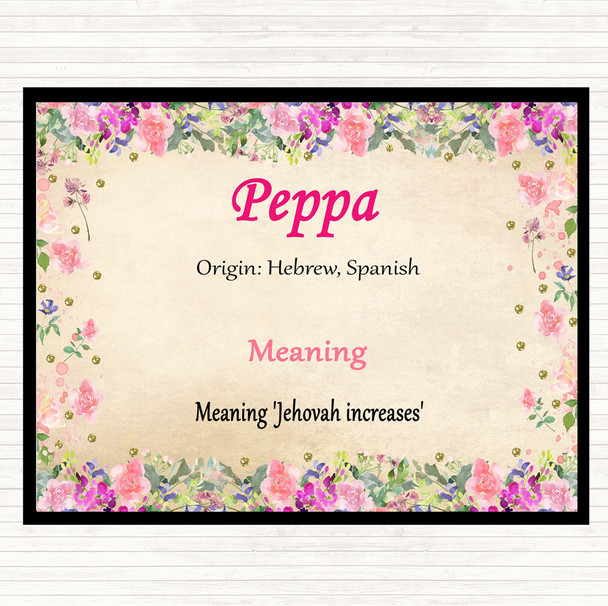 Peppa Name Meaning Mouse Mat Pad Floral