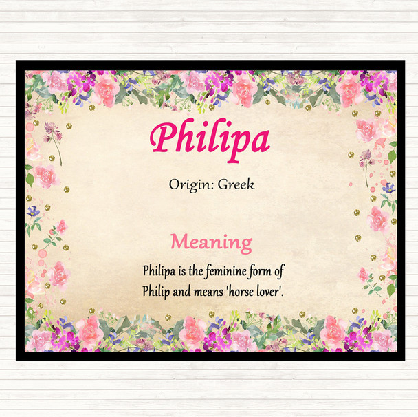 Philipa Name Meaning Mouse Mat Pad Floral