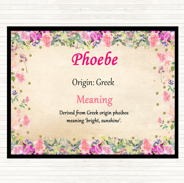 Phoebe Name Meaning Mouse Mat Pad Floral