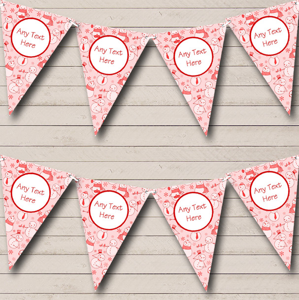 Red Snowmen In Scarves Personalised Christmas Decoration Bunting