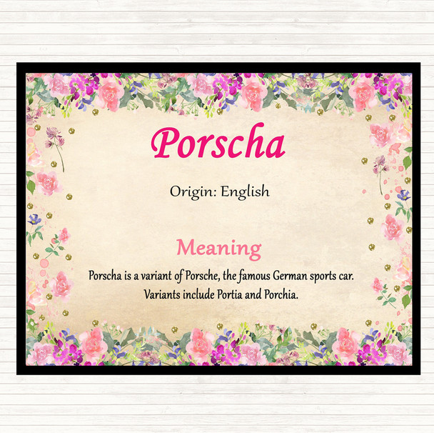 Porscha Name Meaning Mouse Mat Pad Floral