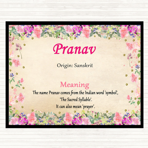 Pranav Name Meaning Mouse Mat Pad Floral