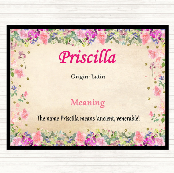 Priscilla Name Meaning Mouse Mat Pad Floral