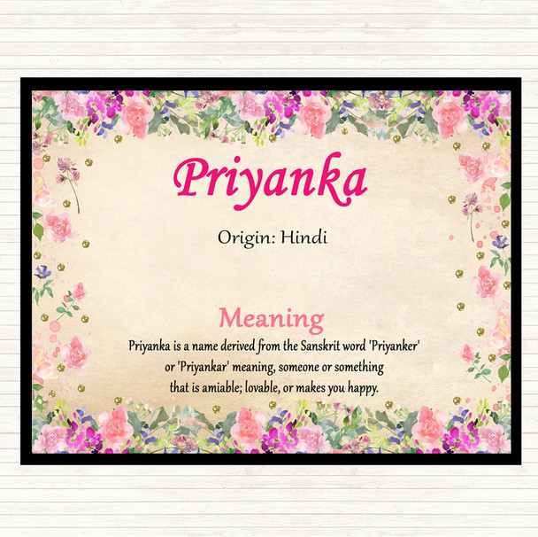 Priyanka Name Meaning Mouse Mat Pad Floral