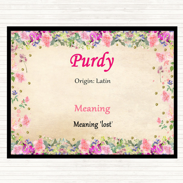 Purdy Name Meaning Mouse Mat Pad Floral