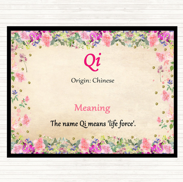 Qi Name Meaning Mouse Mat Pad Floral