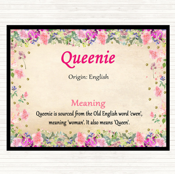 Queenie Name Meaning Mouse Mat Pad Floral